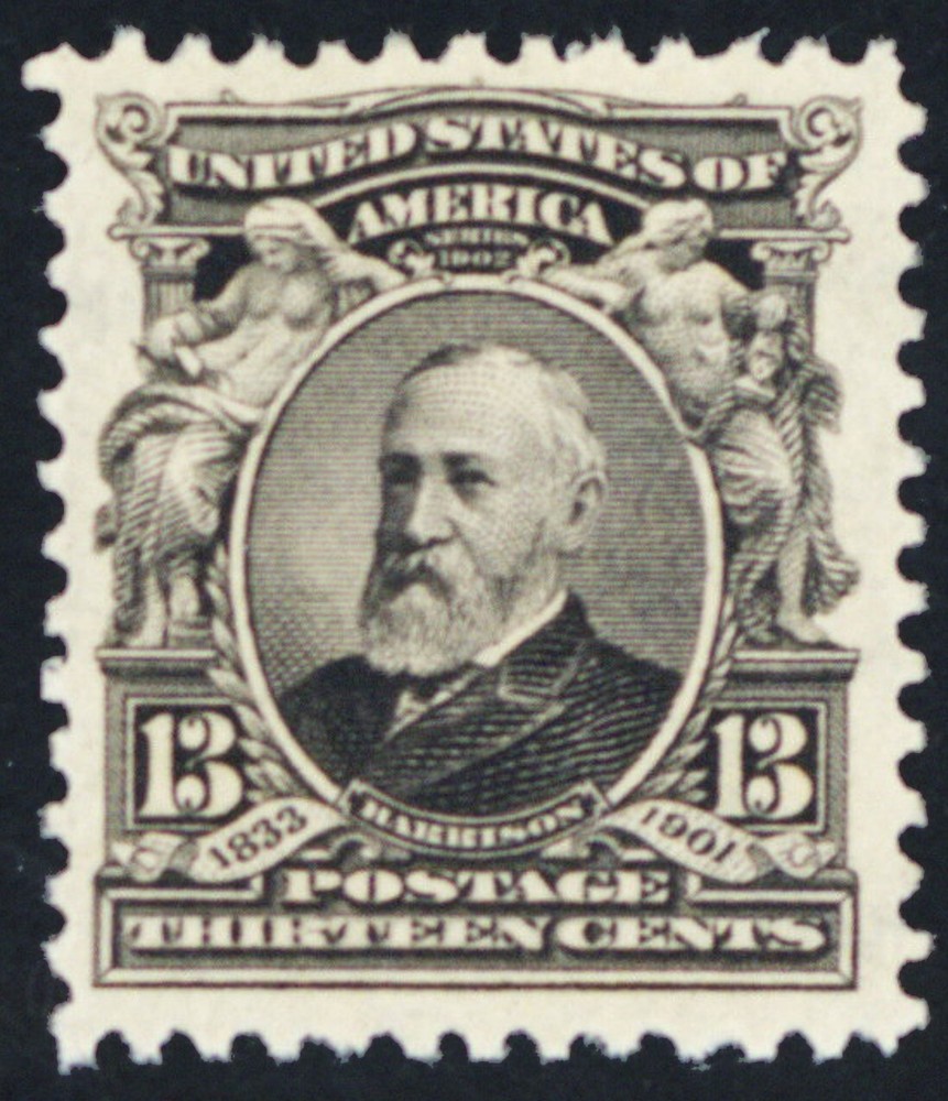 308, Mint VF NH 13¢ Harrison - Nice Centering! - Stuart Katz