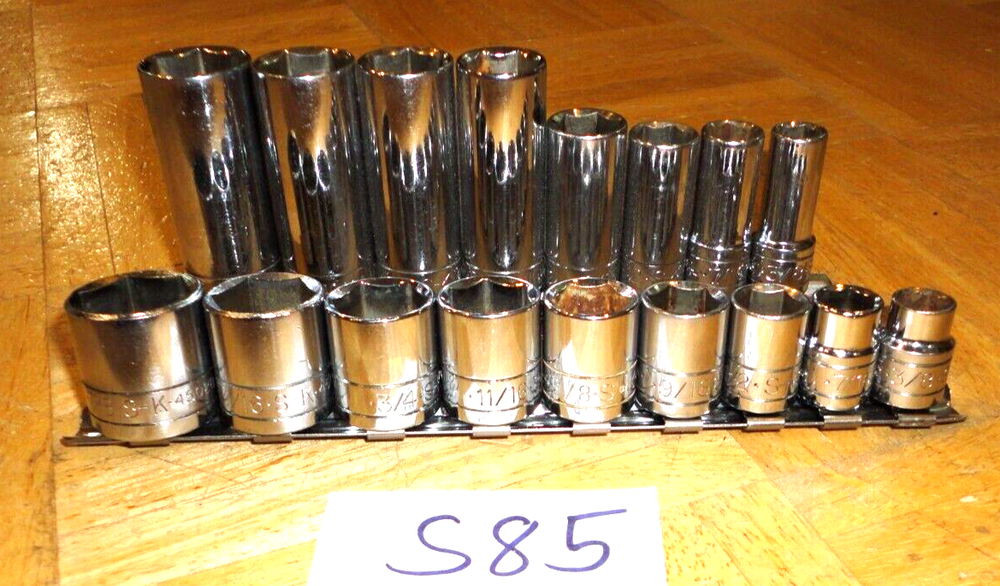 S-K TOOLS 17 PIECE 3/8 DRIVE SHORT & DEEP SAE. SOCKET SETS