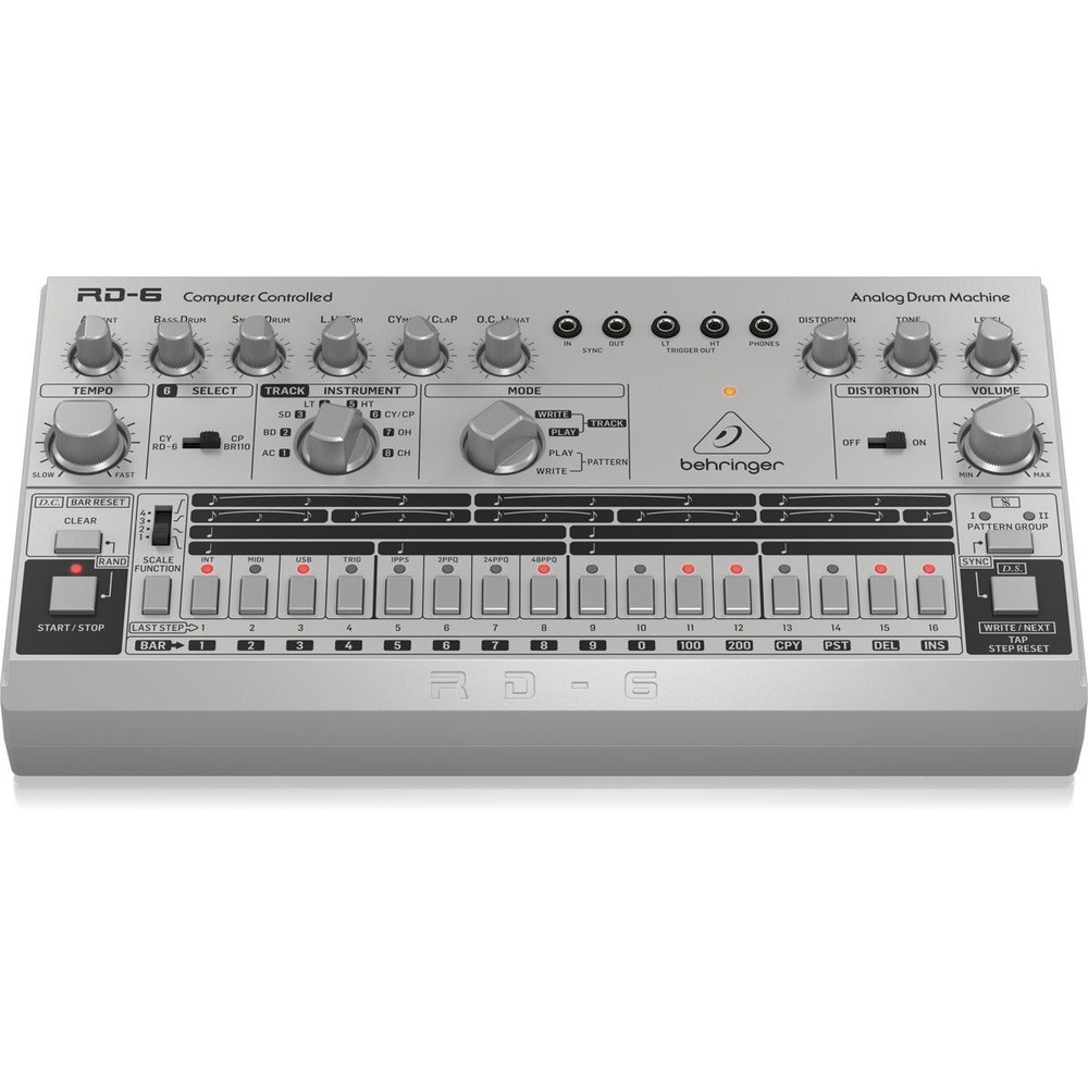 Behringer RD-6-SR Analog Drum Machine with 8 Drum Sounds, Silver