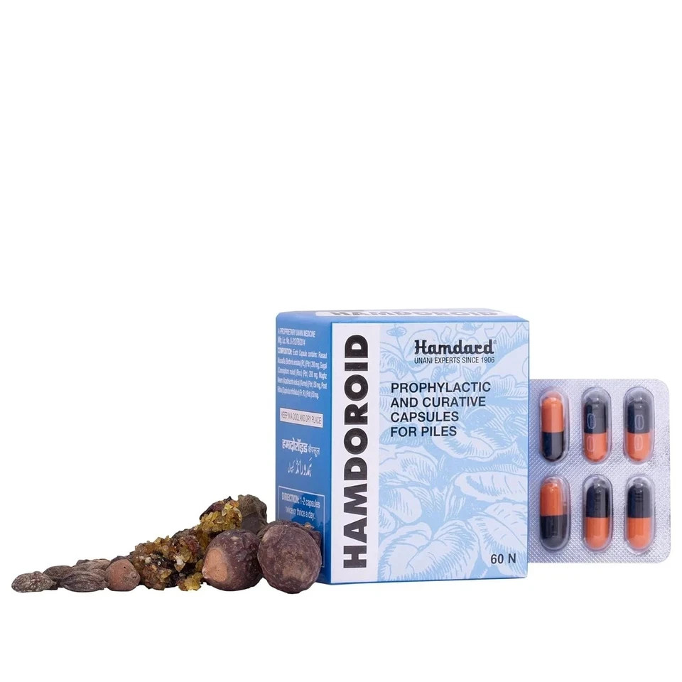 Hamdard Hamdoroid 60 Caps Unani Formulation Provides Relief from Constipation