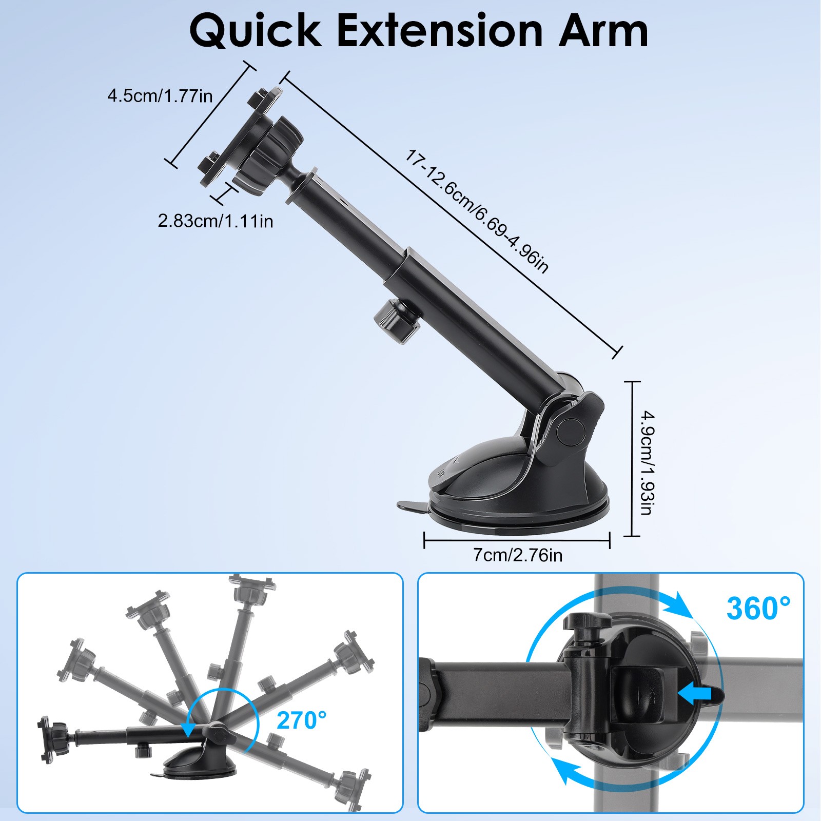 7-11"CarPlay Screen Holder 360° Rotation Dash & Windshield Monitor Display Mount