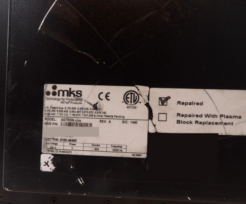 ASTRON e/ex MKS Instruments AX7685-89 RPS Plasma Source ASTeX 718 Hours Tested