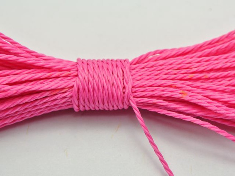 50 Meters Bright Pink Waxed Polyester Twisted Cord 1mm Macrame String Thread