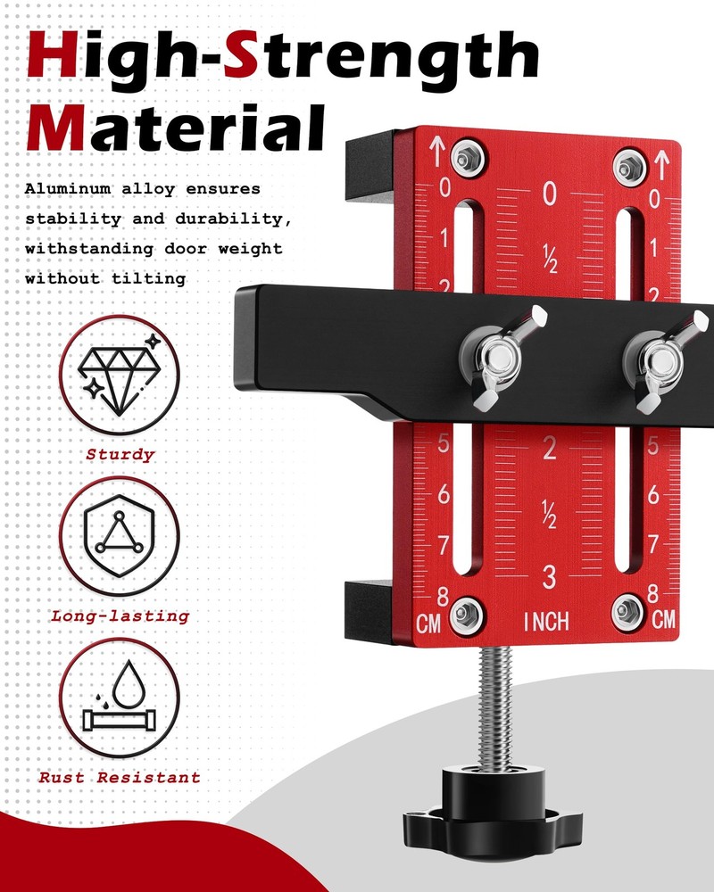 Cabinet Hinge Installation Jig for Efficient Mounting, 1 Pack, Red