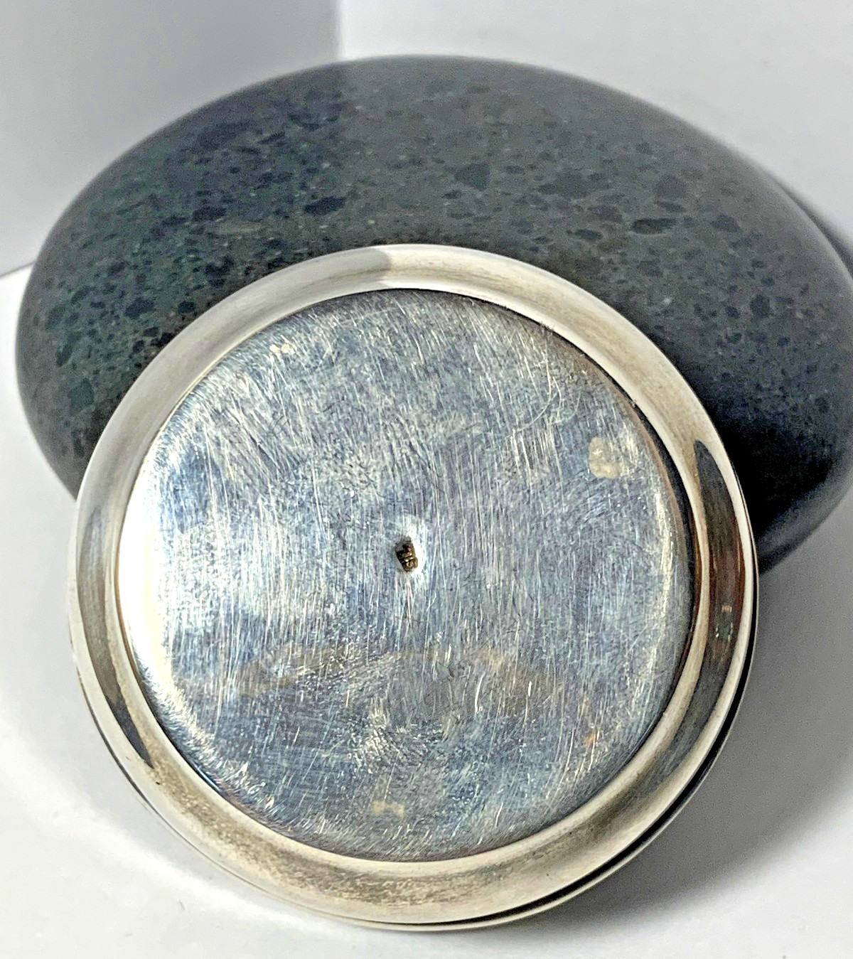 Vintage Sterling Silver Bowl Dish with Inlay Malachite Stone Mid Century Modern