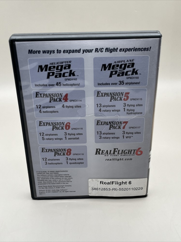 Real Flight 6 R/C Flight Simulator DVD + MEGA PACK DVD Installation Guide