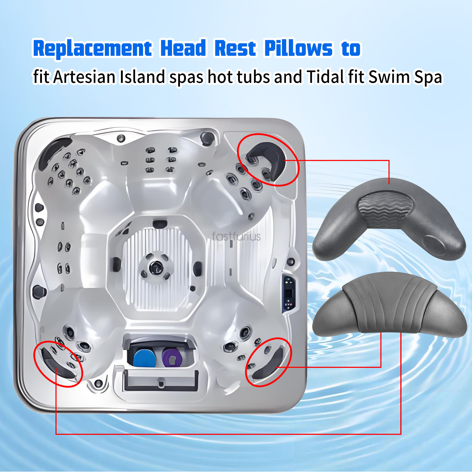 Neck Pillow & Head Rest Pillows fit Artesian Island spas hot tubs 26-1303-85