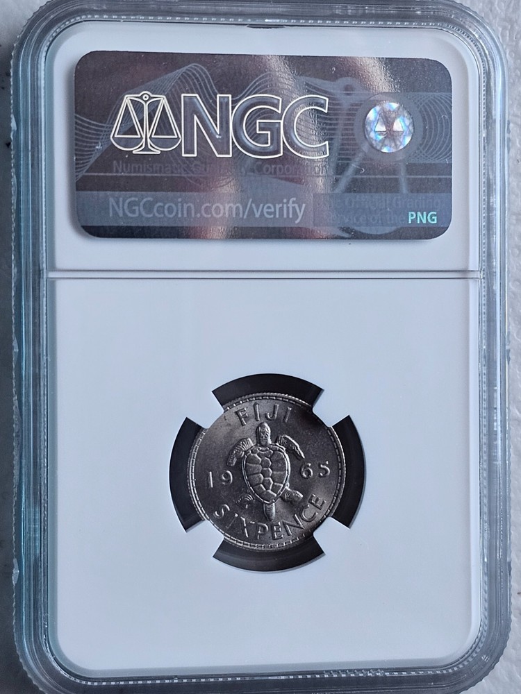 Fiji 6 Pence 1965 NGC MS 63