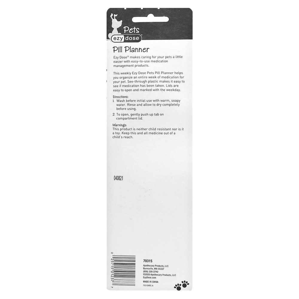 Pets, Weekly Pill Planner, Dogs, XL, 1 Count