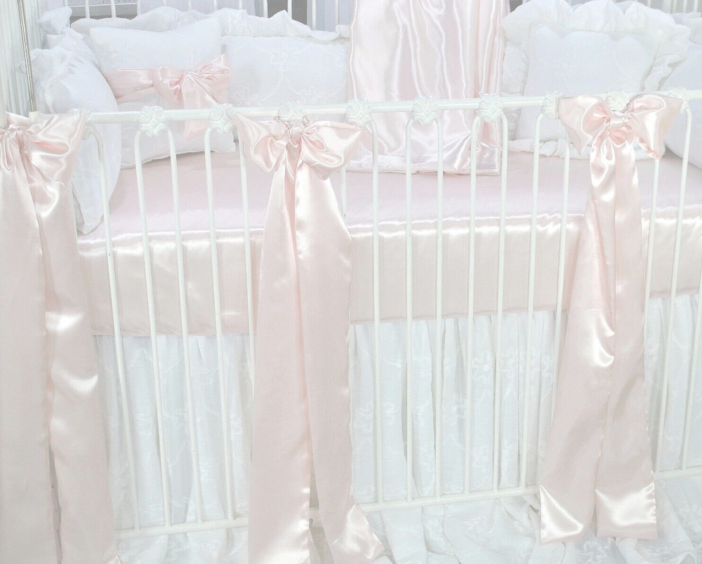 Charlotte Pink Satin Crib Bows