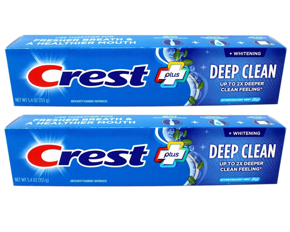 2 Pack - Crest Whitening Plus Deep Clean Toothpaste, Effervescent Mint, 5.4 OZ