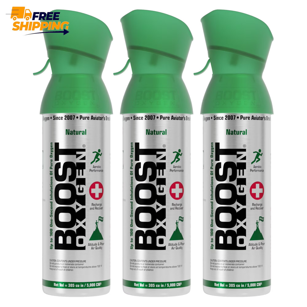 (3 Pack) Portable Canned Oxygen, Natural, 5L