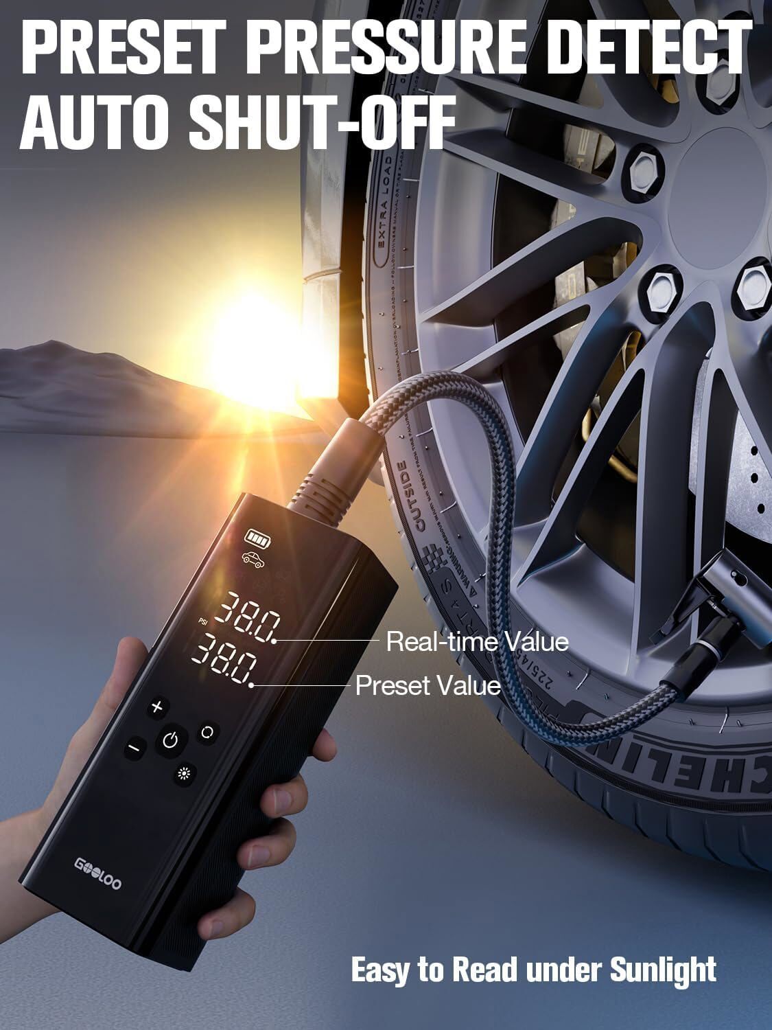 GOOLOO GT150 Portable Electric, Air Pump Compressor Digital Tire Inflator 150PSI