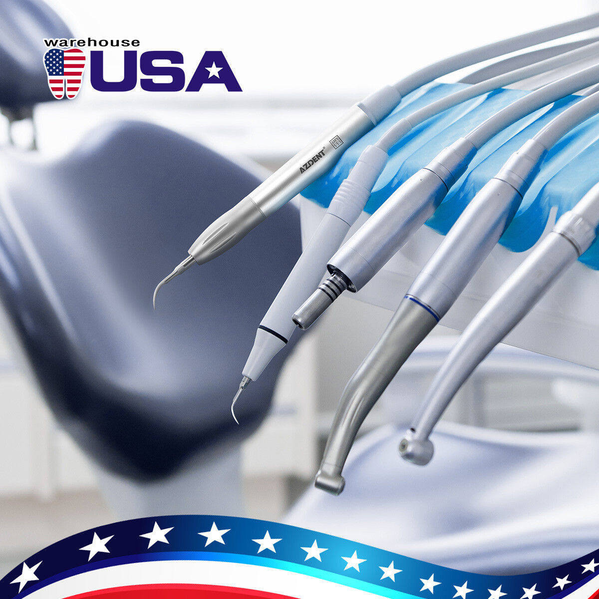 AZDENT Dental Ultrasonic Air Perio Scaler Handpiece Hygienist 2/4Holes