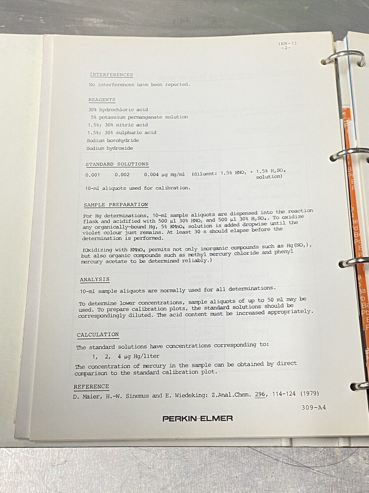 Perkin Elmer PE HS-6 Head Space Sampler - Users Guide / Manual