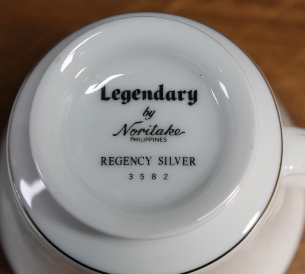 Noritake - Legendary - Regency Silver - Cup & Saucer Sets - TWO - 2 - 3582