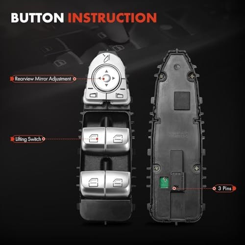 Front Left Master Power Window Switch Compatible with Mercedes Benz E-Class