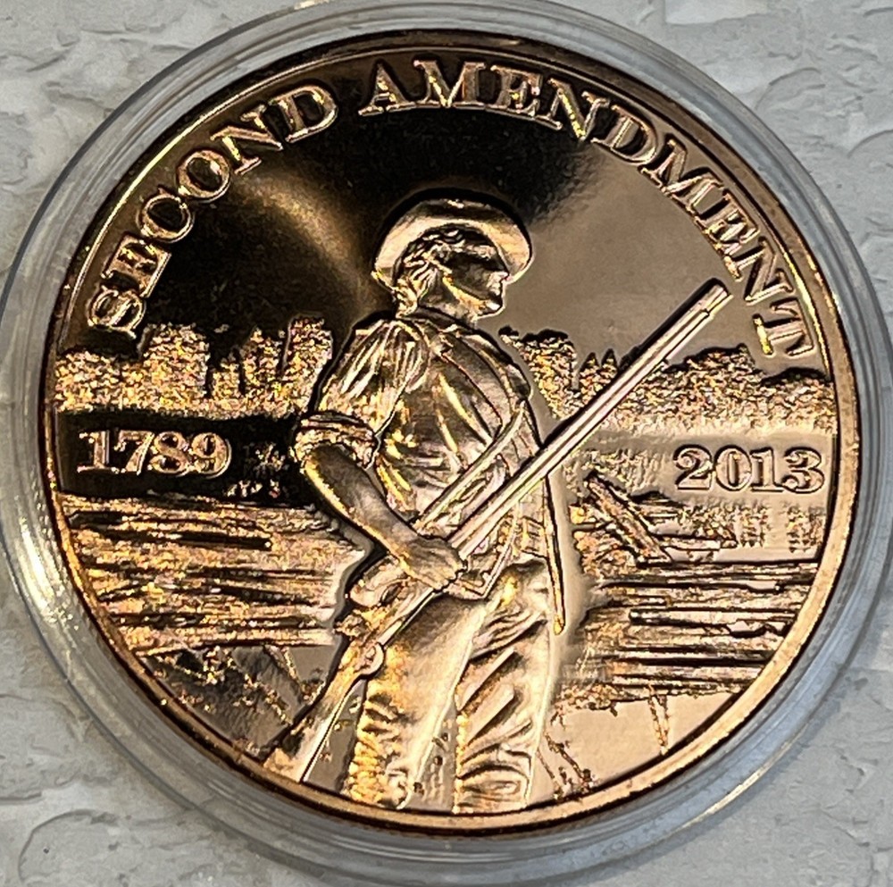 Second 2nd Amendment 1 Ounce 0.999 Copper Round 1789 - 2013