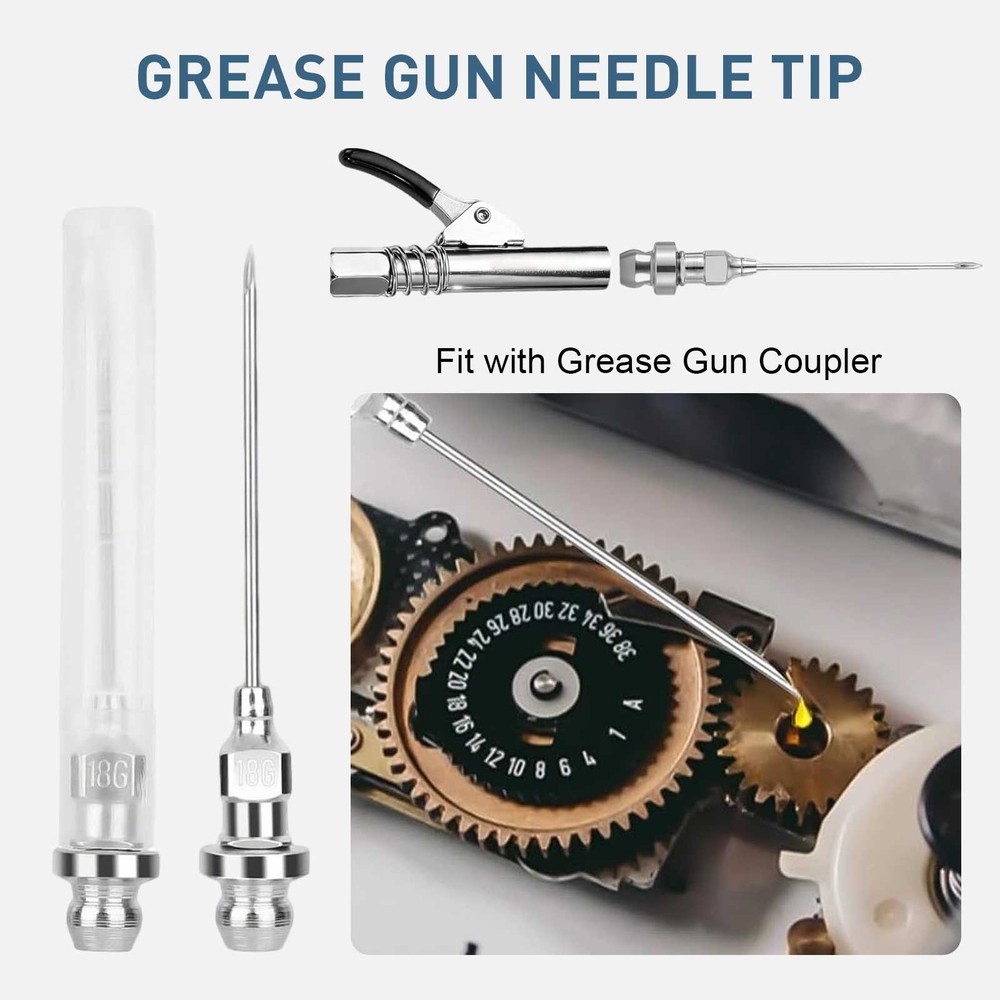 Grease Gun Accessory Kit Needle Nozzle 90° Coupler Zerk Fitting Cleaner Tool Set