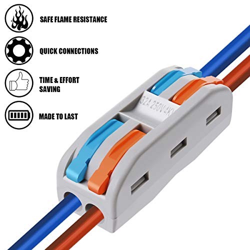 Wire Connectors Nuts, 10Pcs 2 Conductor Compact Splicing Wire SPL2-10Pcs