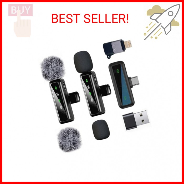 Wireless Lavalier Microphone for iPhone - iPad, Android Phone Computer, Mini Mic