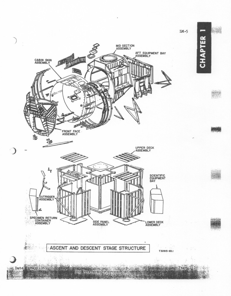 NASA APOLLO 11 LUNAR MODULE (LM-5) STRUCTURES DOCUMENT FOR ASTRONAUT TRAINING