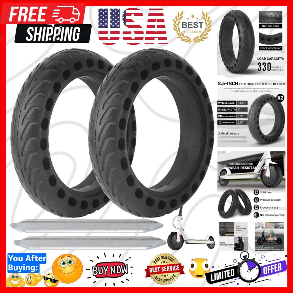 8.5 x 2 Electric Scooter Solid Tires - Honeycomb Shock Absorption System