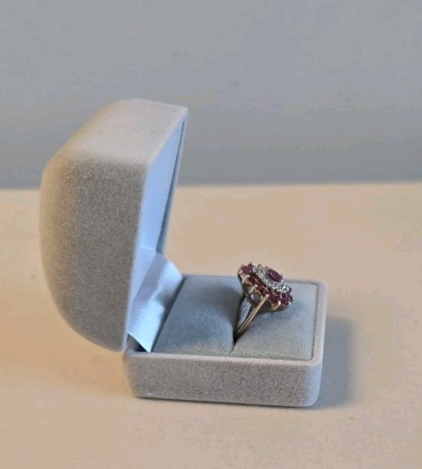 Tear Drop Pink 10k Gold Diamond Ring