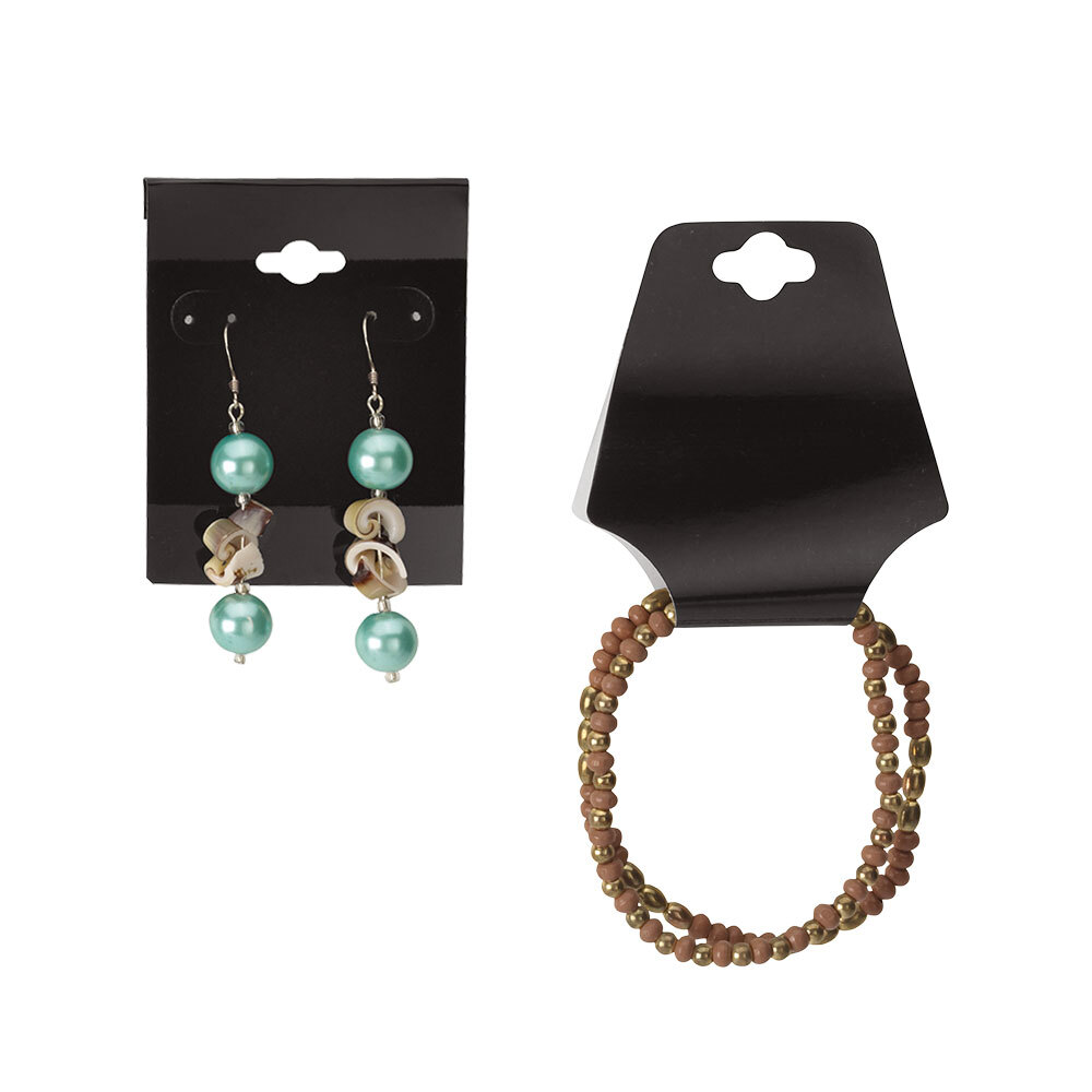 Earring Card / Necklace Foldover Set - Black