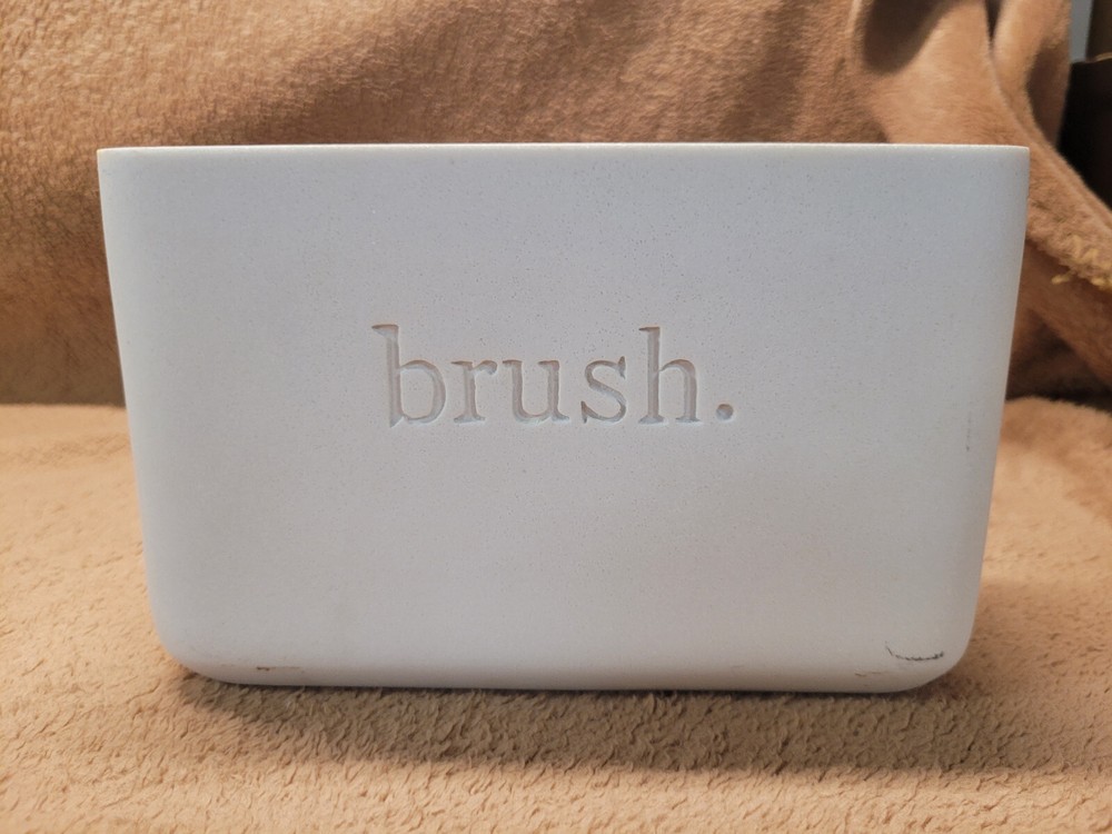 Toothpaste & Toothbrush Holder White Stoneware 2 large sections Unfancy Plain