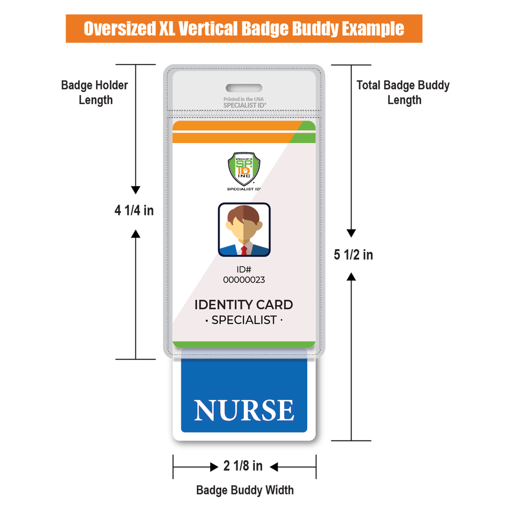 Oversized NURSE Badge Buddy - Extra Long Vertical ID Backer for Nurses