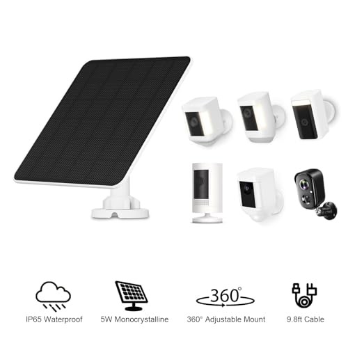 Solar Panel for Ring Camera, 5W Solar Panel Charger for Stick Up Cam/Pro 1 Pack