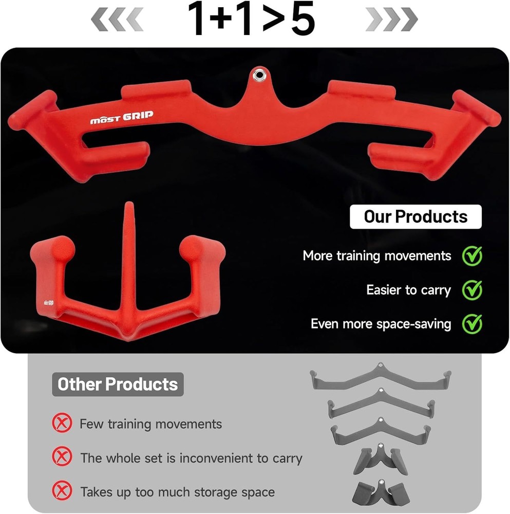 LAT Pull Down Bars Set, Stability Attachments with 8 Ergonomic Handles