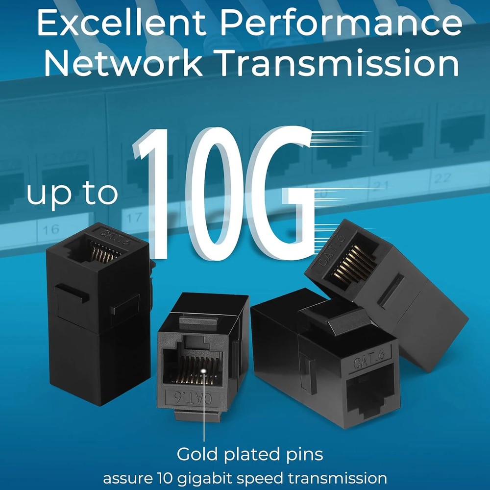 Rapink Patch Panel 24 Port Cat6 with Inline Keystone 10G Support, Pass-Thru Coup