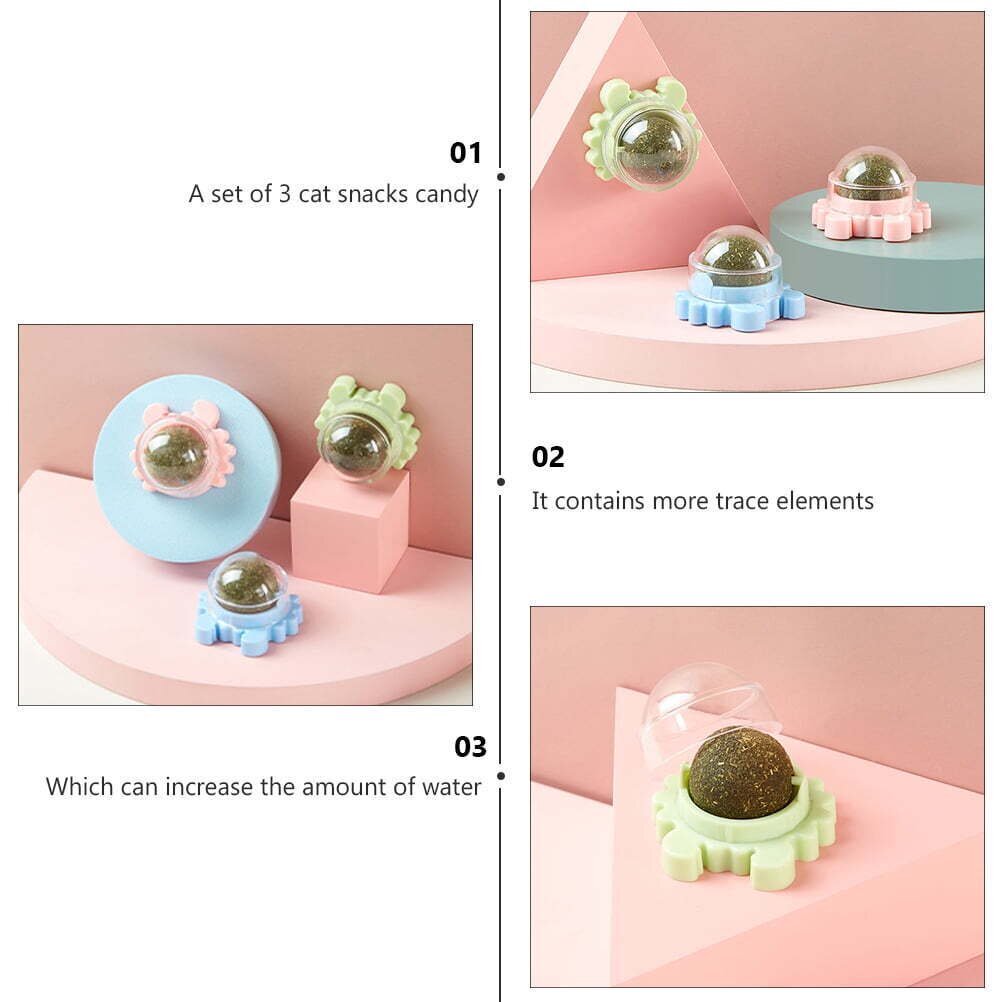 3Pcs Natural Catnip Kitten Mint Balls Safe Healthy Teeth Cleaning Dental Cat Toy