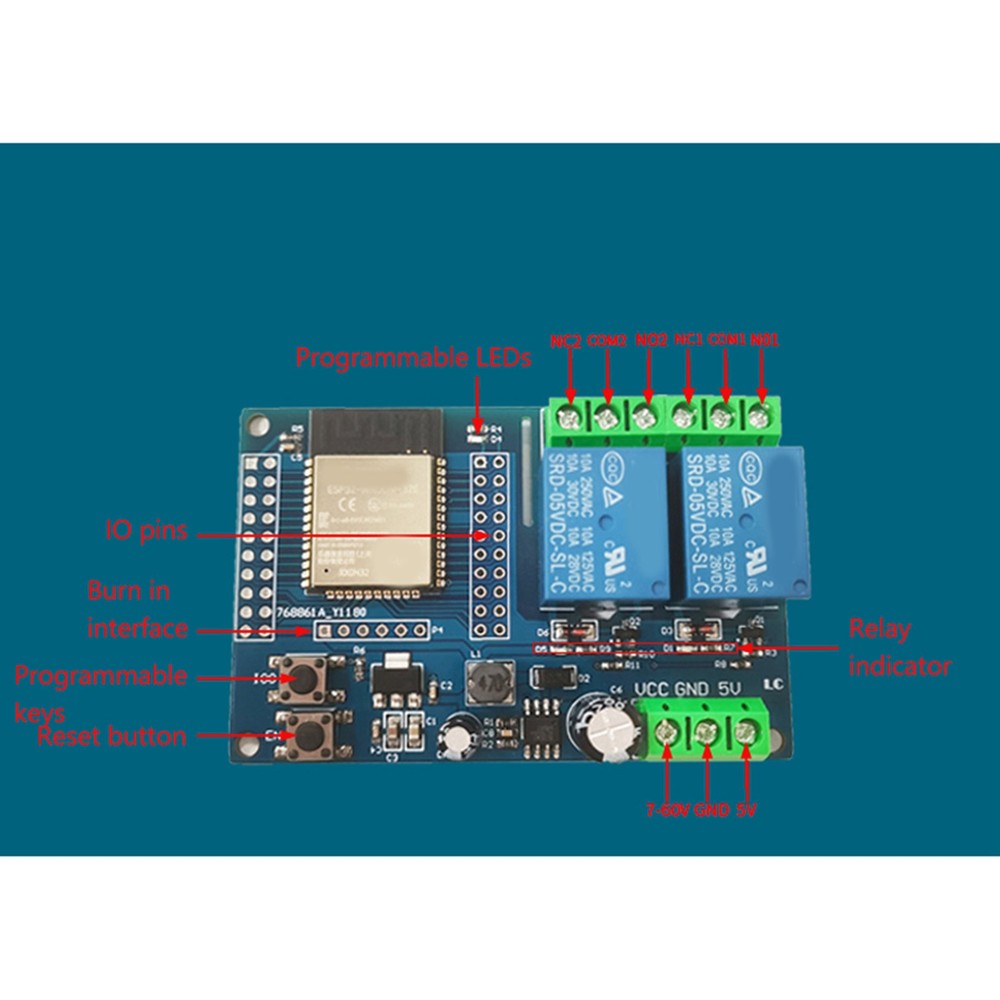 Relay Module 4 M Byte Flash Programmable Keys Relay Module DC5-60V Part