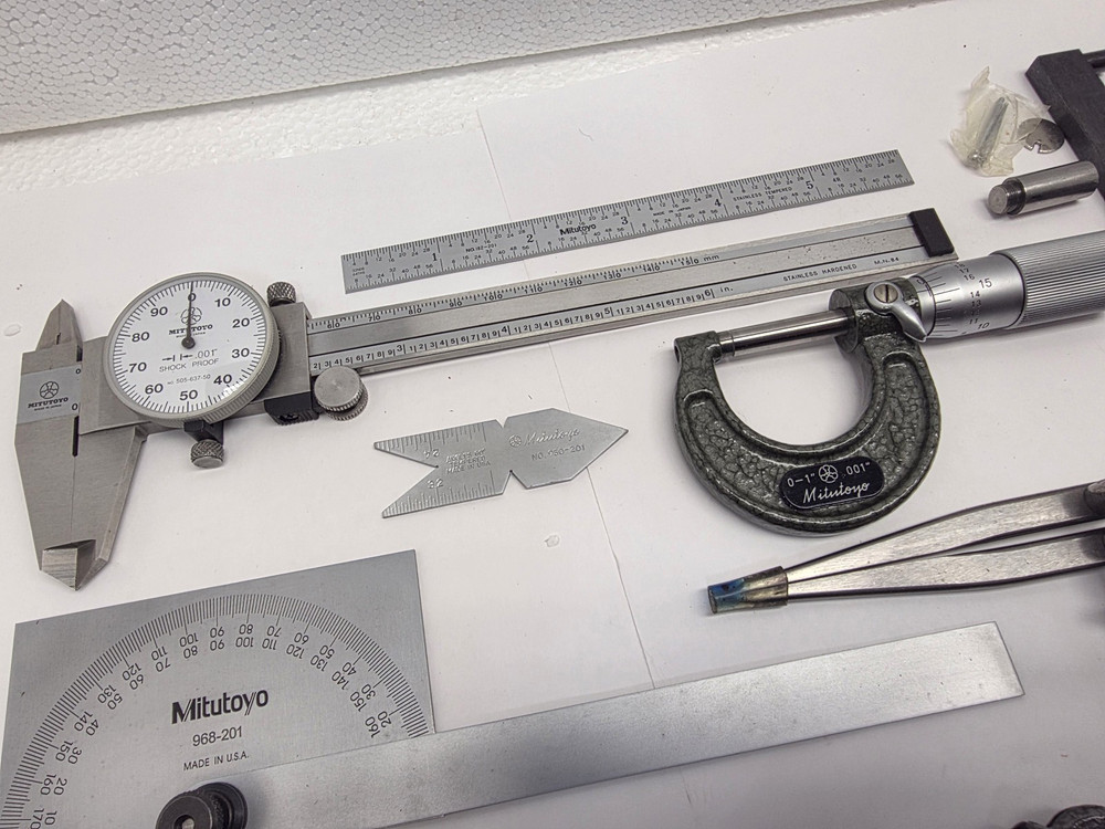MITUTOYO TOOL SET KIT, Combination Square, Dial Caliper, Indicator, Micrometer..