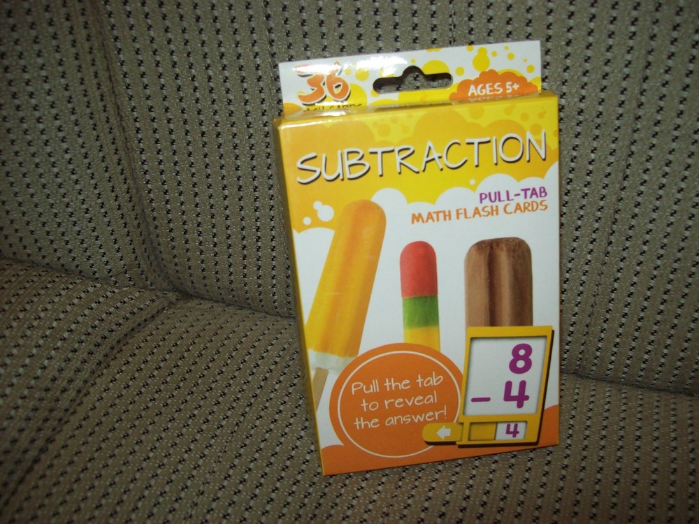 Subtraction Pull-Tab Math Flash Cards, 36 Interactive Educational Training Cards