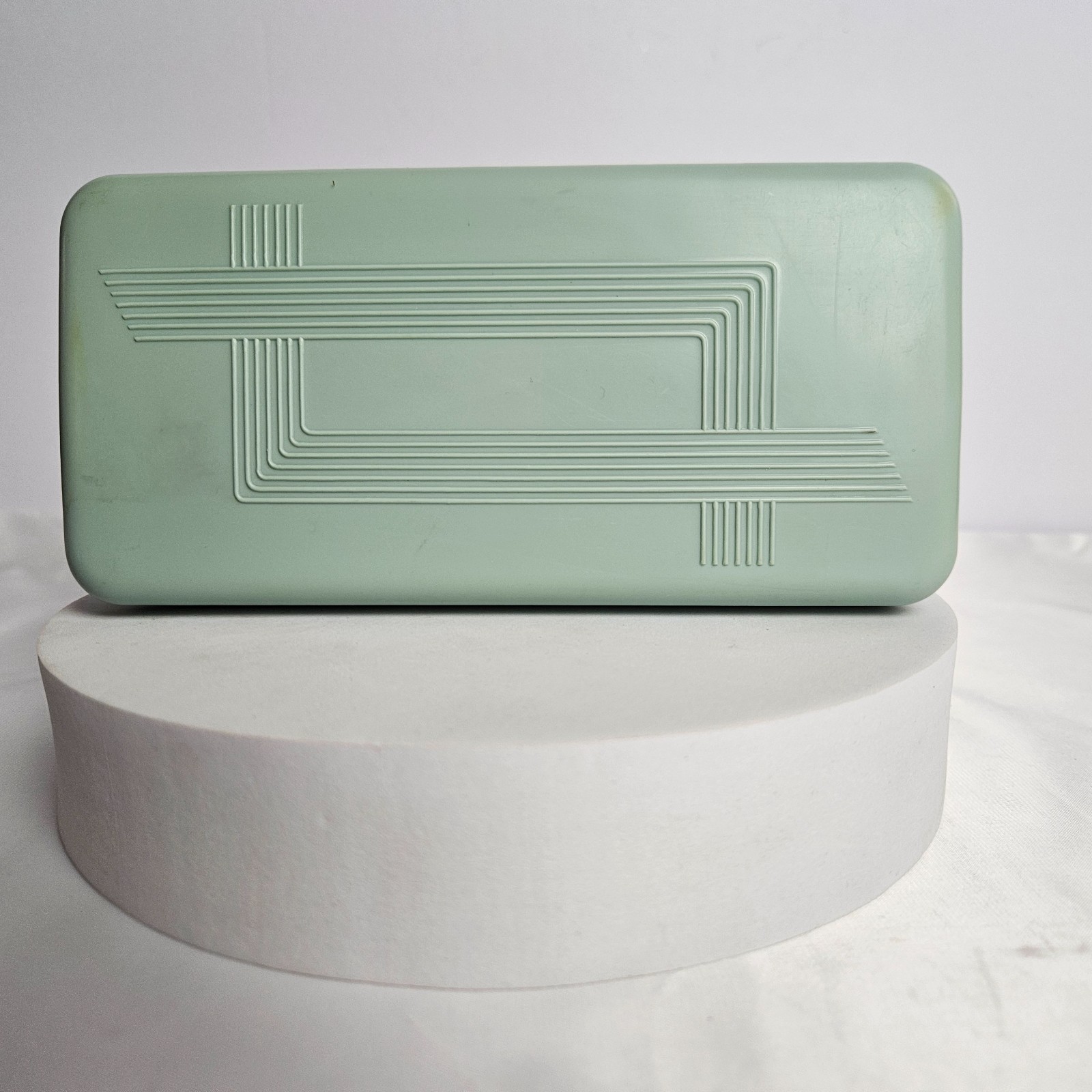 Vtg Sewing Box Vintage Mint Green Plastic Storage Case Mid Century Craft Retro