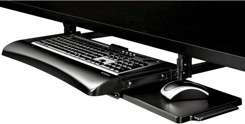 Adjustable Underdesk Keyboard Tray - Black/Silver