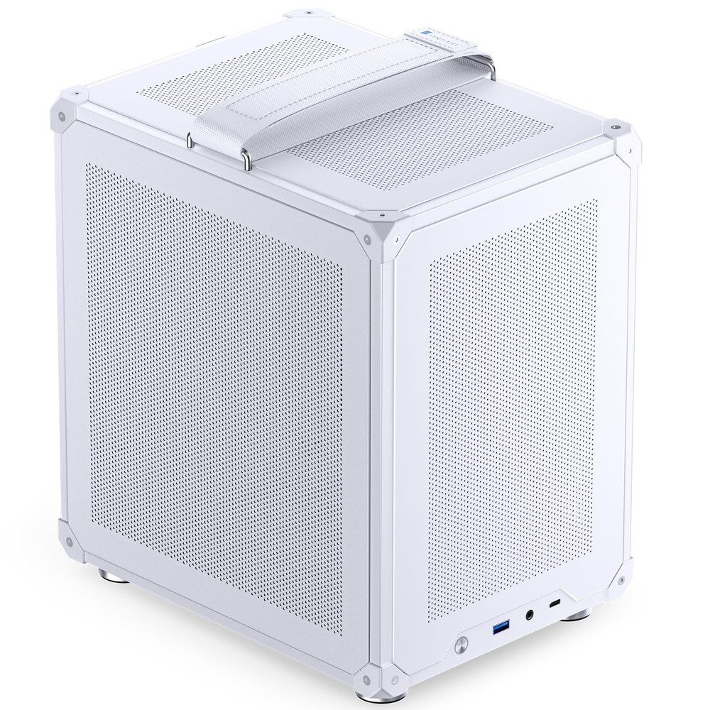 C6-ITX White Mini ITX Handled Mesh PC Case, Simple Compact Desktop ITX Chassi...