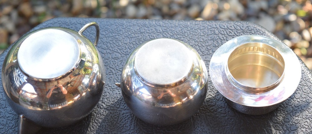 Vintage Silver Plated Snowman 3 piece Stackable Cream and Sugar