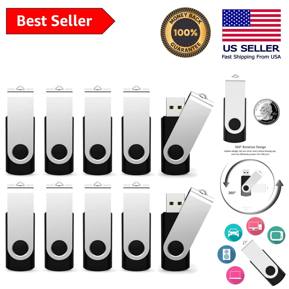 Compact 10 Pack 1GB Black USB Drives - Gift-Ready & Portable Storage Solutions