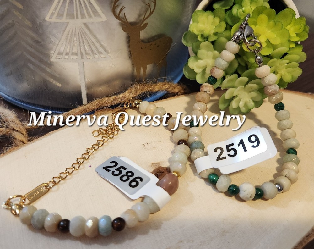 Handmade Artisan Amazonite Malachite Bracelet. #2519