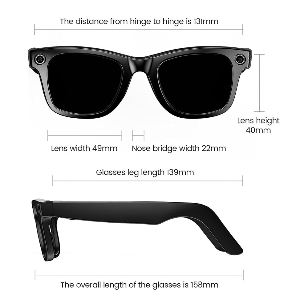 AI Smart Glasses with HD Camera Voice Translation BT Video Recording Sunglasses