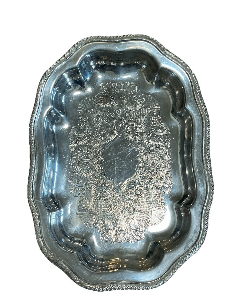 Wm Rogers Silver Plate Bread Tray 360 Vintage Oblong Oval Small Serving