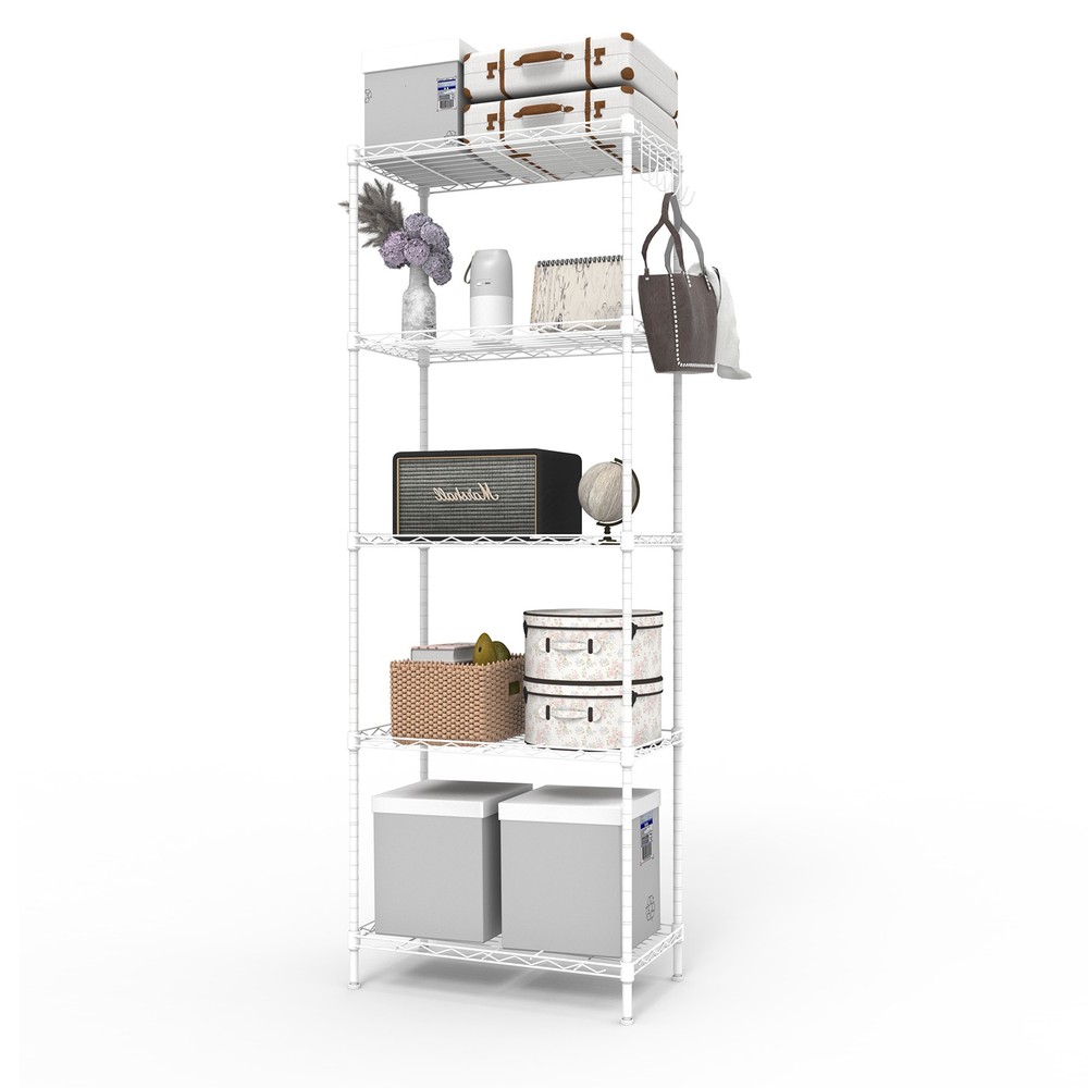 5-layer display rack with adjustable layer spacing iron 54*29*150cm matte white
