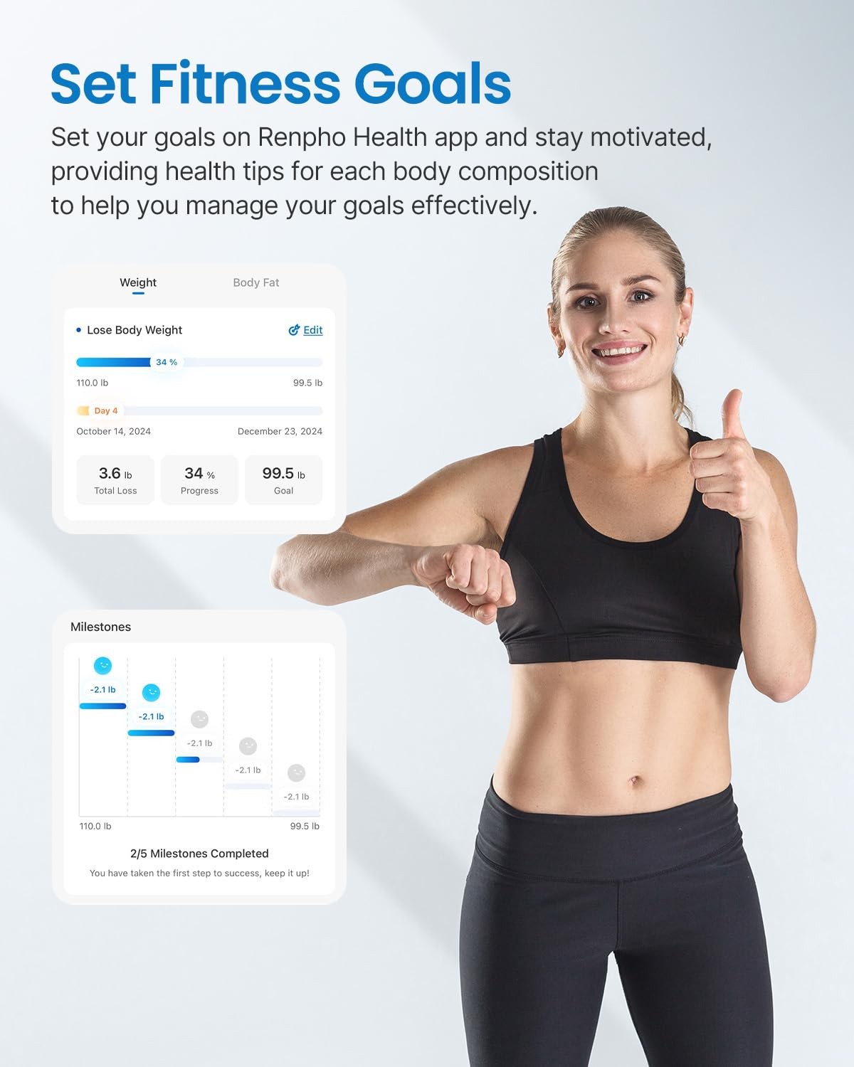 RENPHO Elis Aspire Smart Body Scale - Wifi Connectable - ITO Coating - 13 Metric