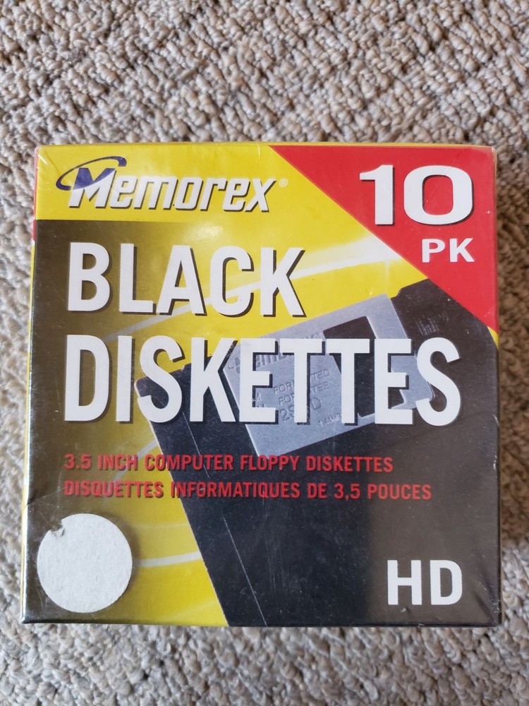 10 Pack Memorex 3.5" Computer Diskettes HD NEW Black Computer floppy diskettes