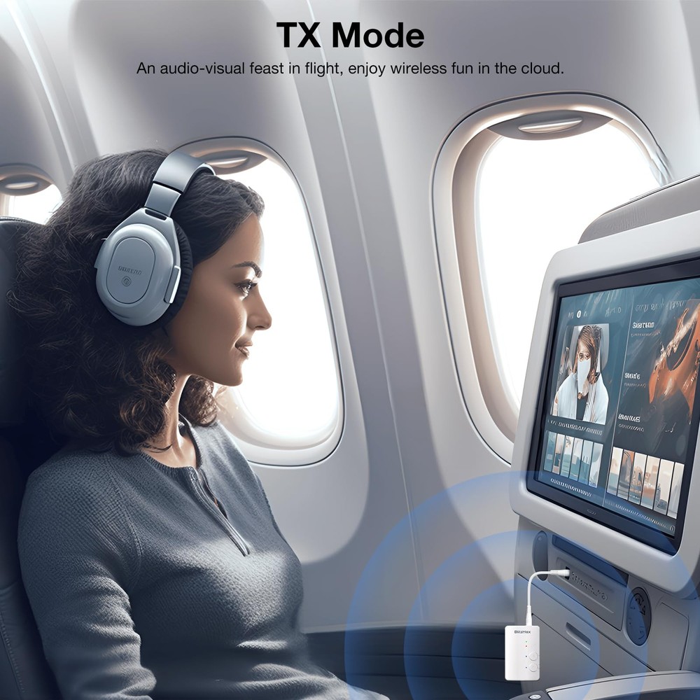 Bluetooth 5.3 Adapter Transmitter/Receiver 2-in-1 Mini Wireless with 3.5mm Au...